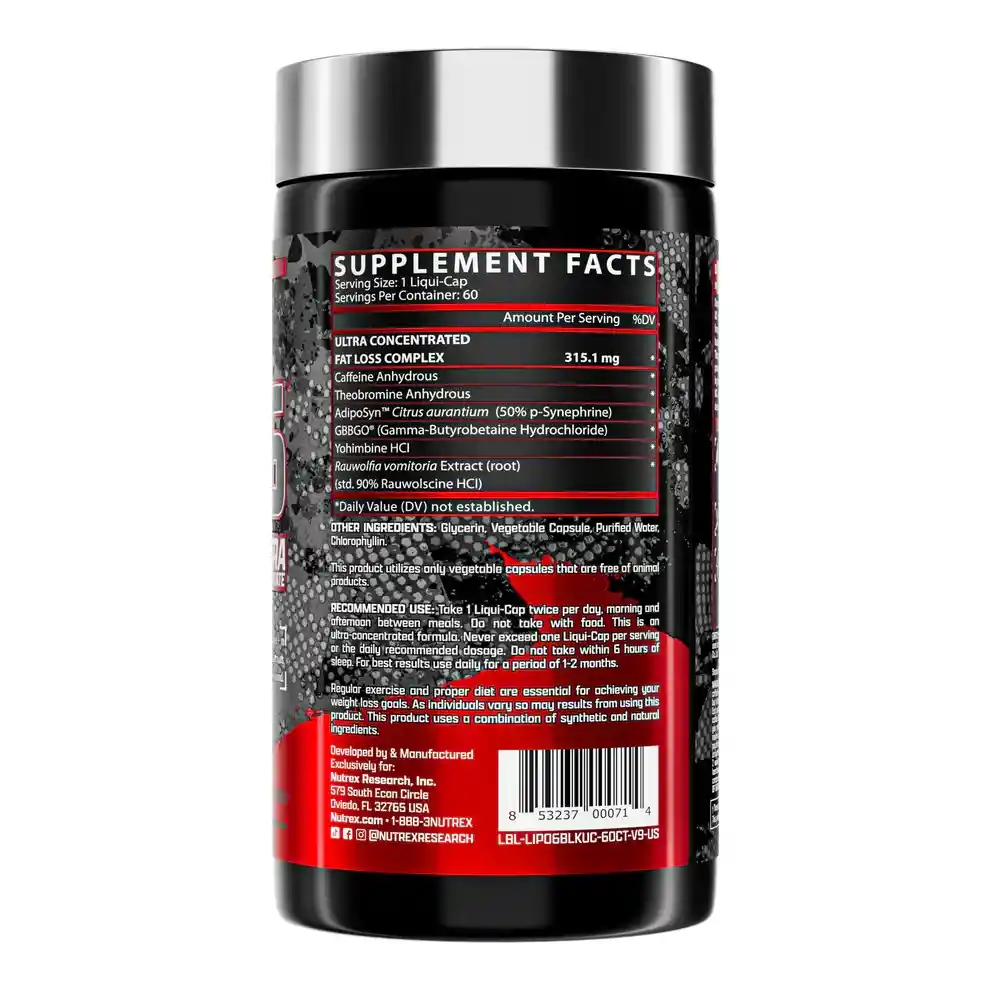 Quemador De Grasa Lipo6 Black 60 Capsulas