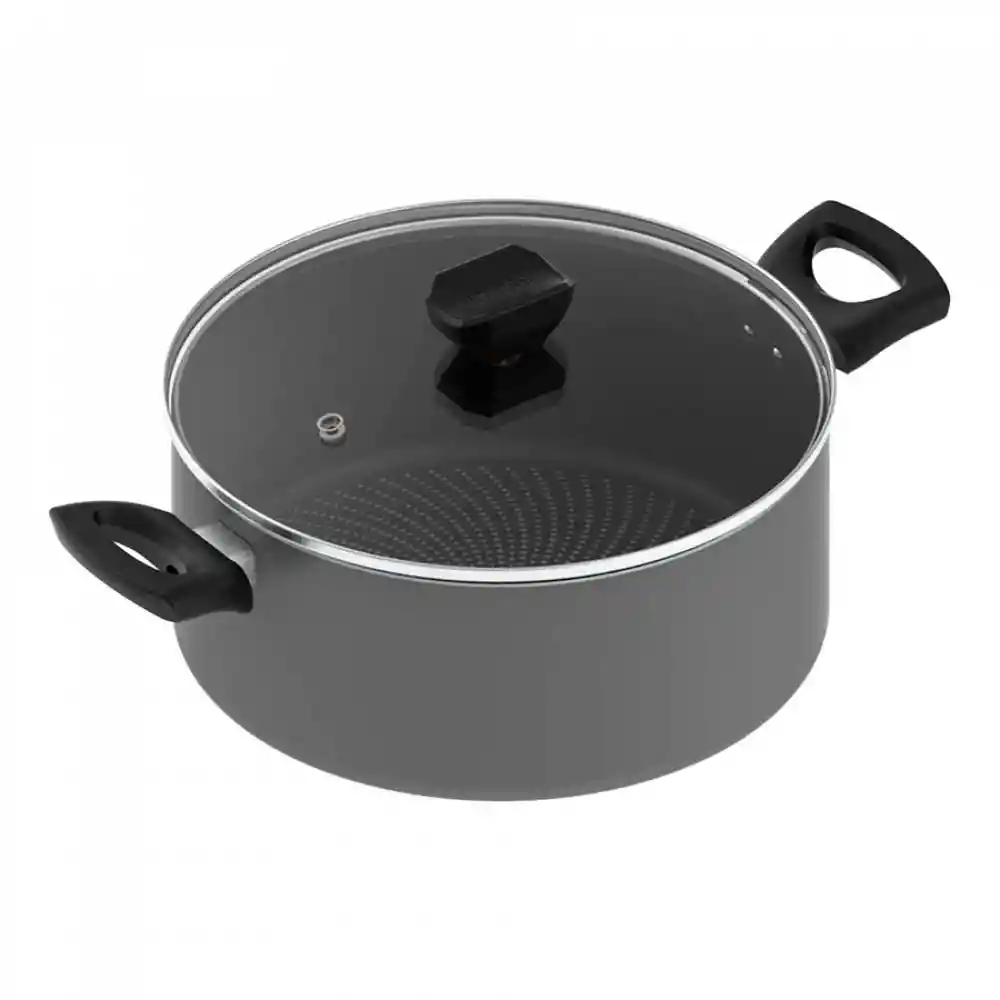 Olla Con Tapa Imusa Hardtitan​ 24cm Negro Antiadherente