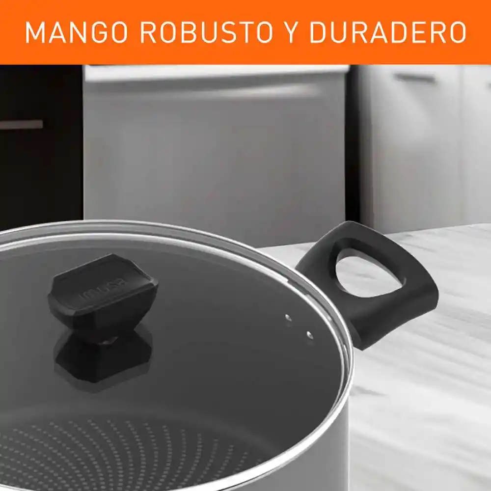Olla Con Tapa Imusa Hardtitan​ 24cm Negro Antiadherente