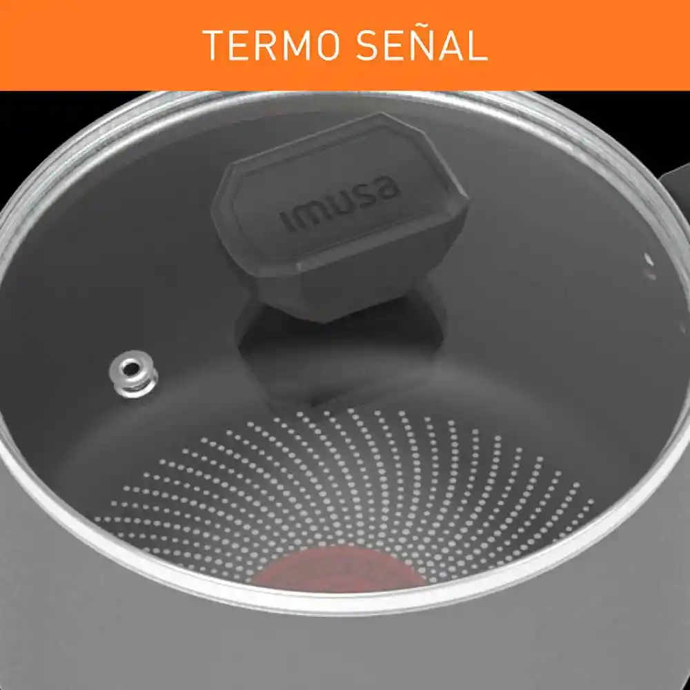 Perol Con Tapa Imusa Hardtitan 16 Cm Negro Antiadherente
