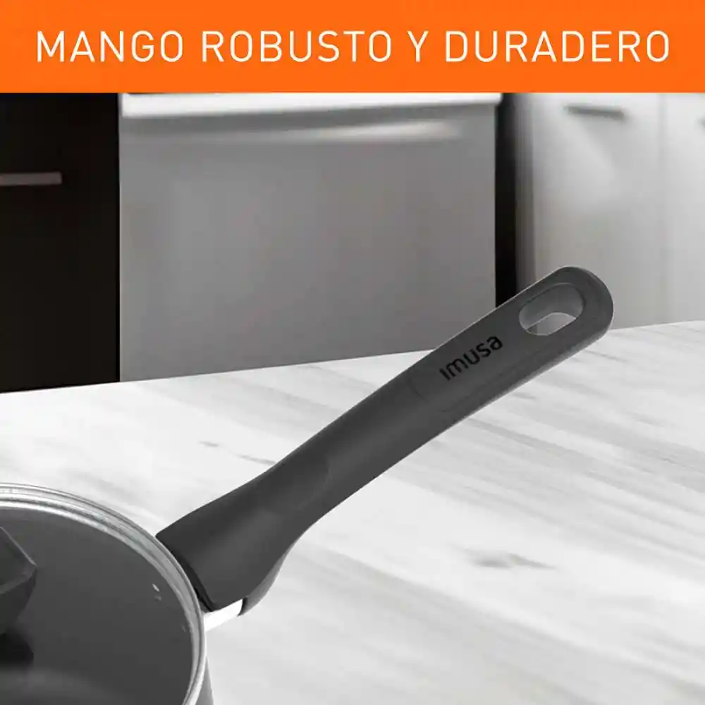 Perol Con Tapa Imusa Hardtitan 16 Cm Negro Antiadherente