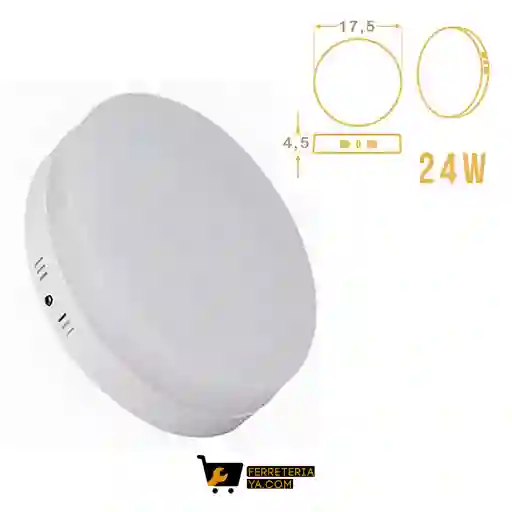 Panel Led Redondo Sobreponer Frameless 24w Blanco