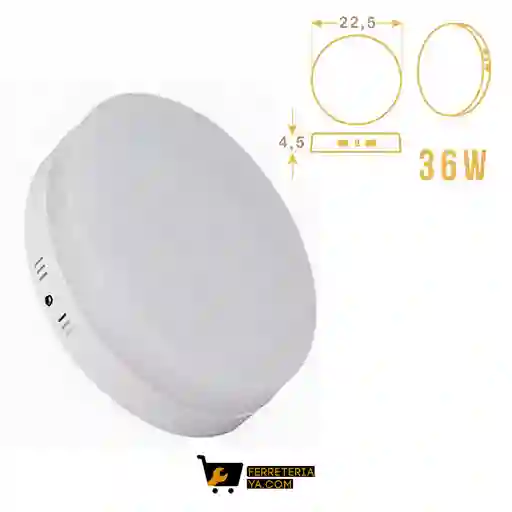 Panel Led Redondo Sobreponer Frameless 36w Blanco