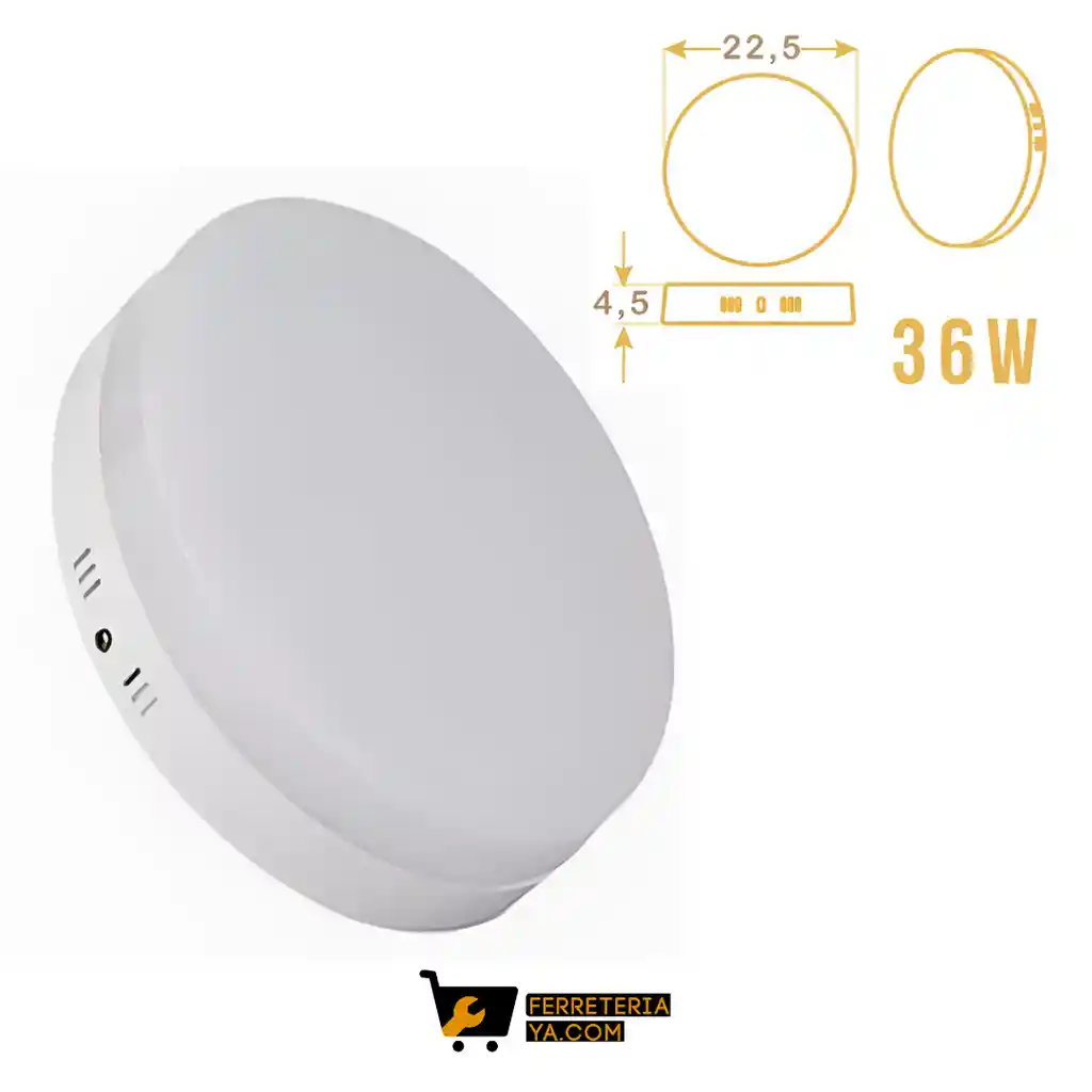 Panel Led Redondo Sobreponer Frameless 36w Blanco