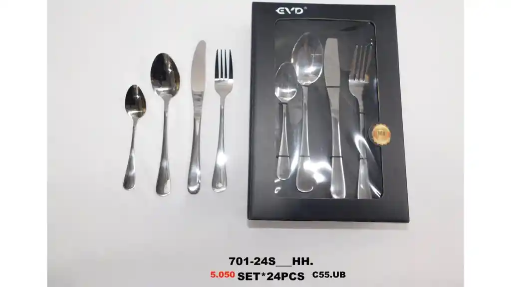 Set Cubiertos 4 Piezas Plateado, Tenedor, Cuchillo, Básicos