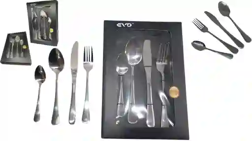 Set Cubiertos 4 Piezas Plateado, Tenedor, Cuchillo, Básicos