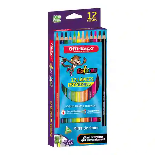 Colores Triangulares X12 Und Suaves Y Cremosos Mina 4mm Offi-esco