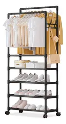Organizador Zapatos Con Perchero Doble 5 Niveles Ruedas
