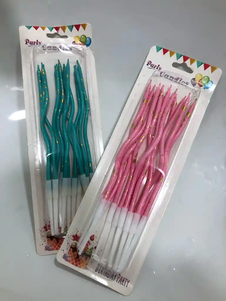Vela Velita Blancas En Espiral Largas Manchas Cumpleaños X6 Unds