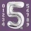 Globo Numero Metalizado Plateado Grande / 32 Pulgadas (81cm) X1 Unidad