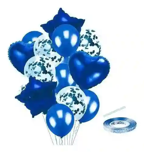 Bouquet Globos X 14 Piezas Decorativo Azul