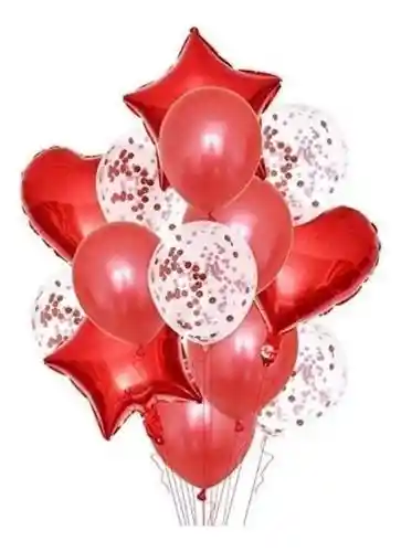 Bouquet Globos X 14 Piezas Decorativo Rojo