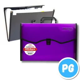 Maletin Plastico Offiesco 13 Bolsillos Oficio Morada
