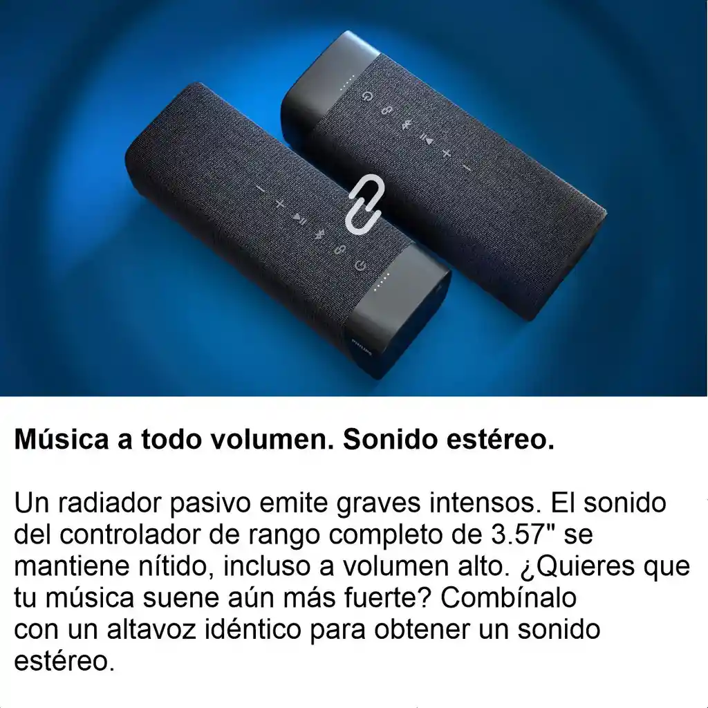 Kit Estéreo 2 Parlante Inalámbrico Philips Tas7505, 60w, Ipx7