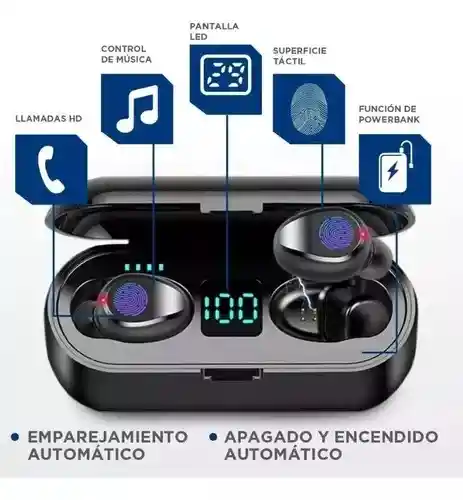 Audífonos Inalambricos Bluetooth F9-5 Tsw Powerbank Batería