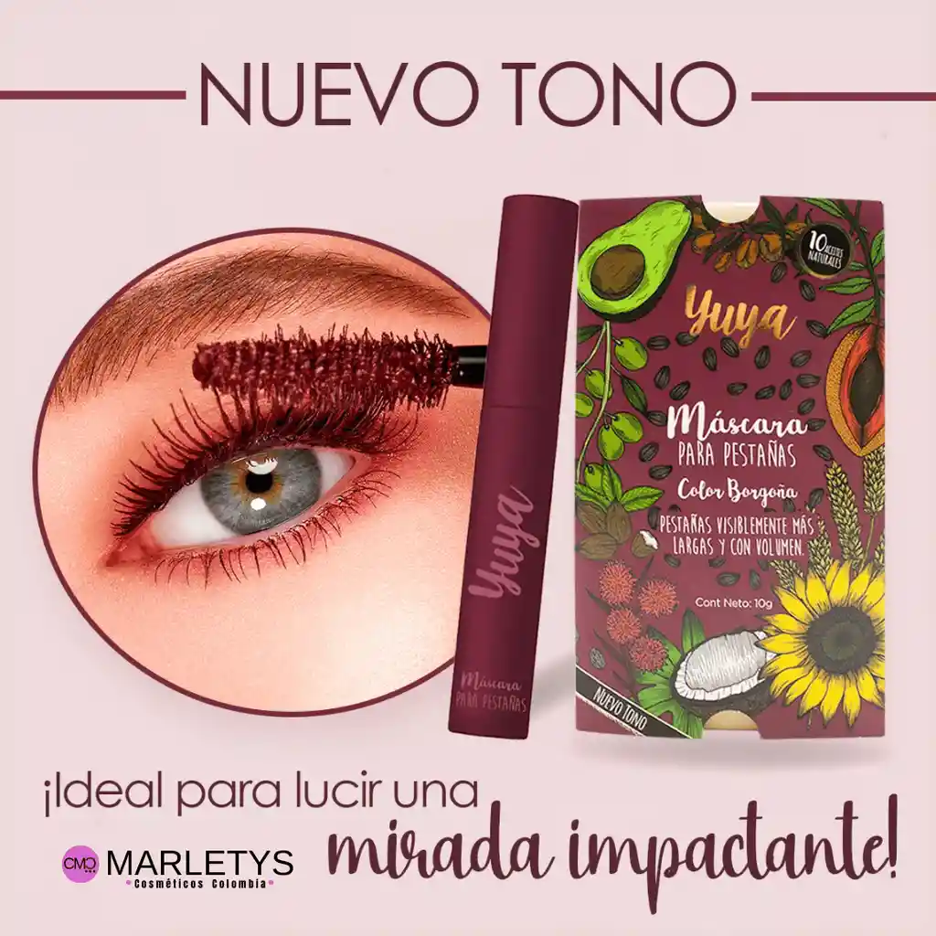 Máscara De Pestañas "10 Aceites Naturales" - Tono Borgoña