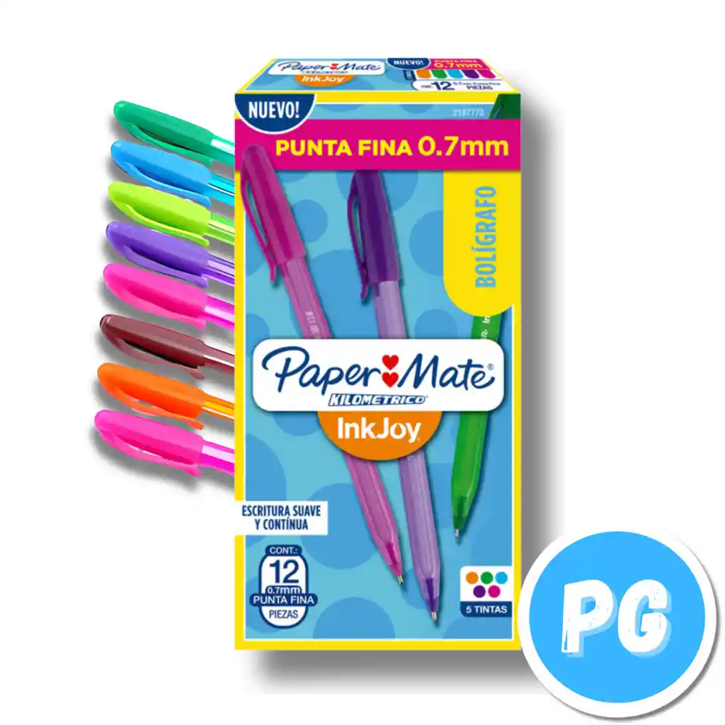 Caja Esfero Paper Mate Kilometrico Ink Joy 100 X12 Unds Colores Surtidos