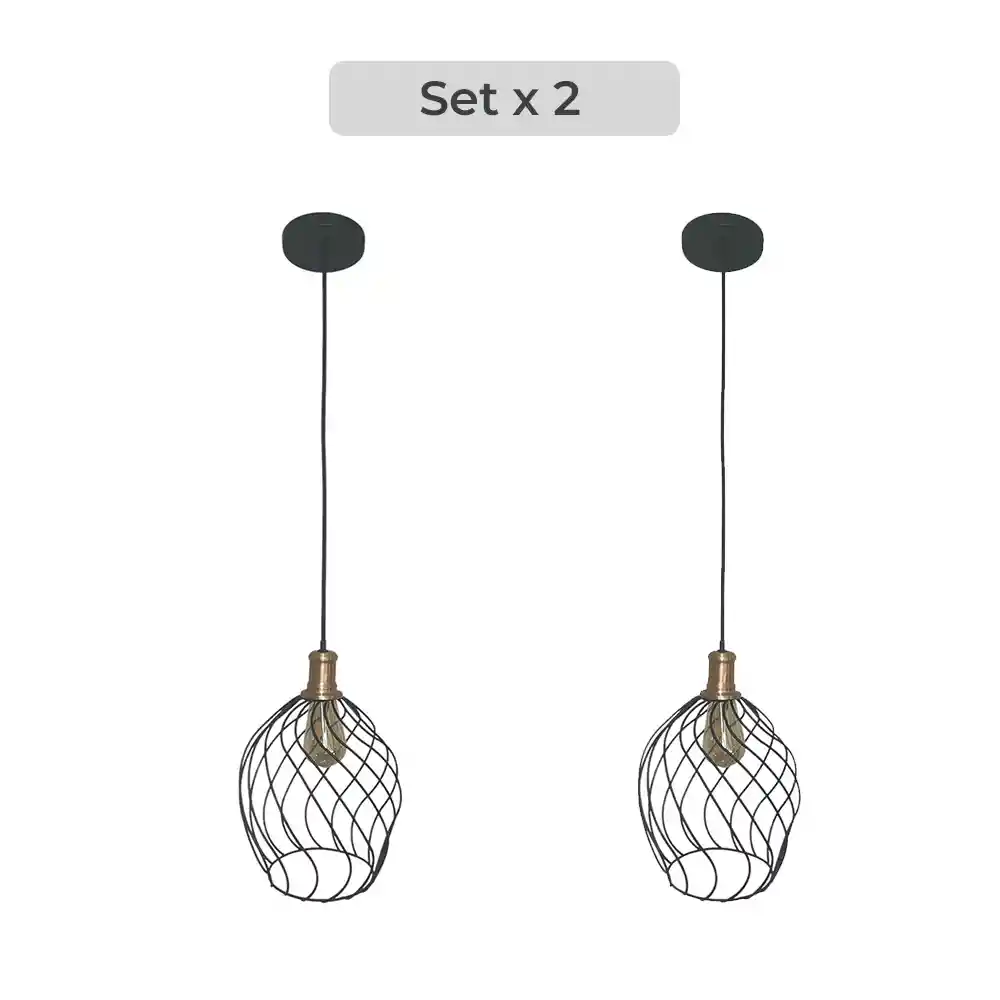 Set X2 Lámpara De Techo Decorativa Balai Con Rejilla