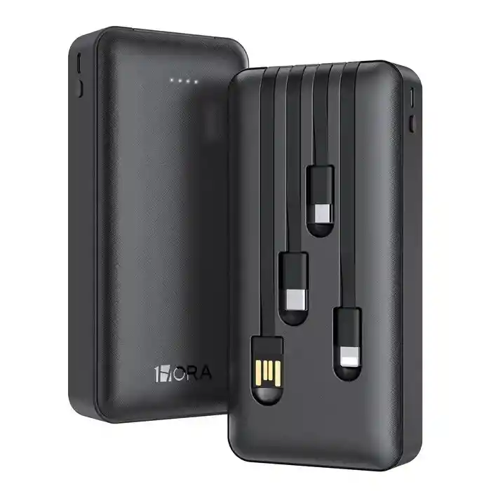 Power Bank Inalámbrica Gar 159 1hora Con Multicables Tipo C V8 Lightning De 20.000mah