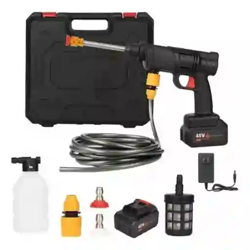 Hidrolavadora Pistola Alta Precion Lavado Inalámbrico Bateria 48v Maletin Color Negro