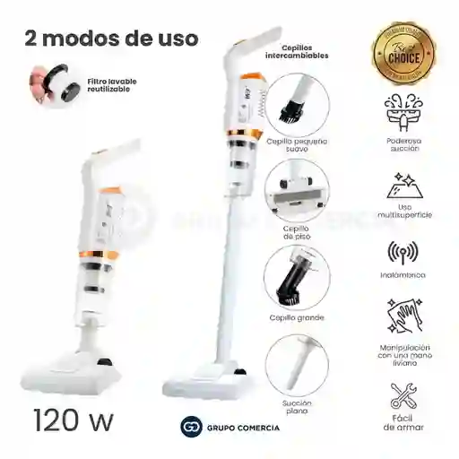 Aspiradora Portátil Inalámbrica Vertical Mano Multiuso Hogar Auto Limpia Color Blanco