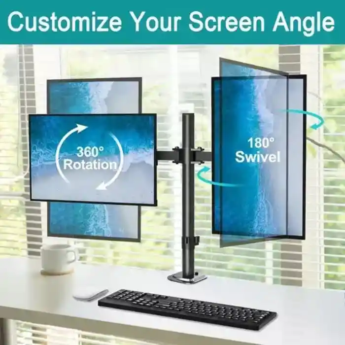 Soporte Brazo Doble Monitor Led Escritorio 13-27 Pulgadas Color Negro