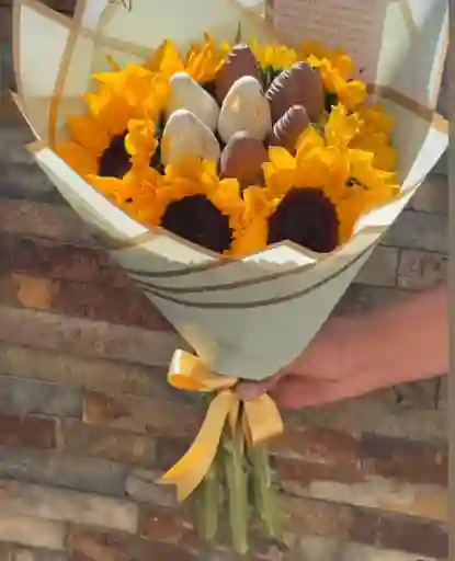 Girasoles Y Fresas Con Chocolate
