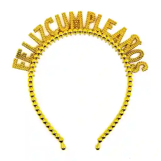 Vincha Diadema Feliz Cumpleaños Dorada