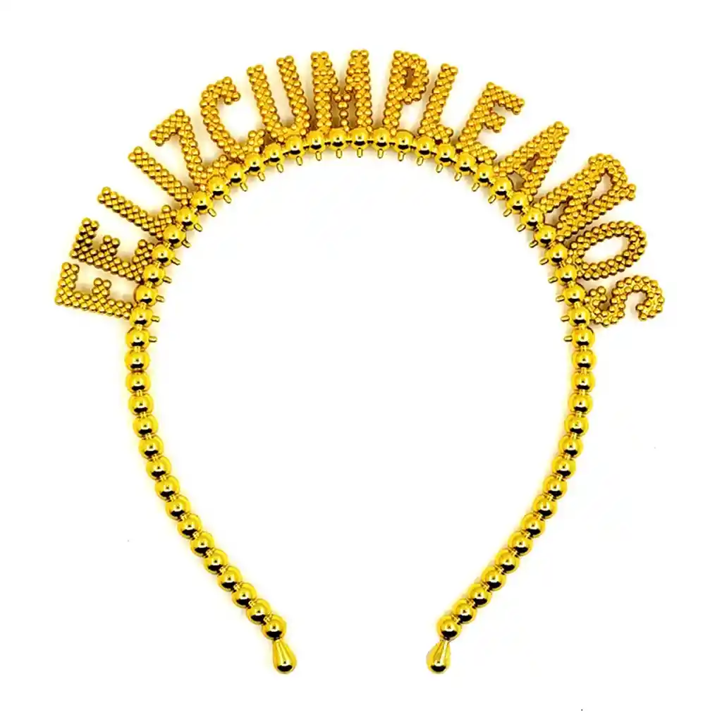 Vincha Diadema Feliz Cumpleaños Dorada