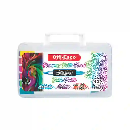 Plumones Punta Pincel Lettering Doble Punta Offi-esco X12 Und