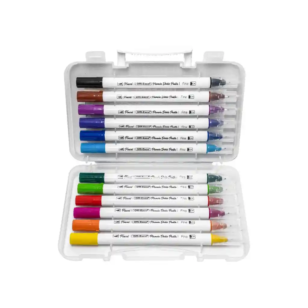 Plumones Punta Pincel Lettering Doble Punta Offi-esco X12 Und