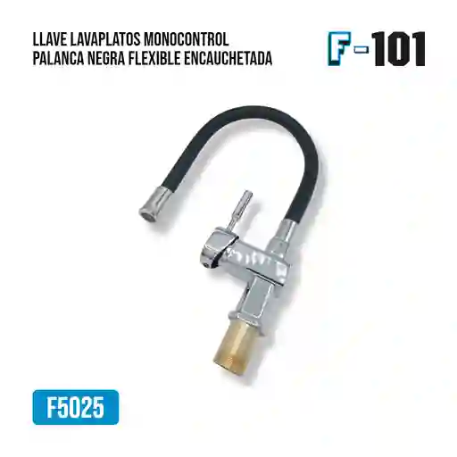 Llave Lavaplatos Monocontrol Palanca Negra Flexible Encauchetada