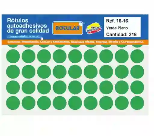 Rótulo Rotular Verde Plano 16-16 216und