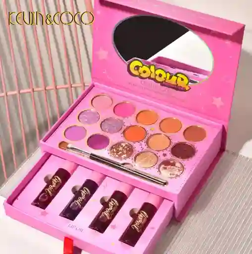 Kevin Coco Sombras X15 Y Set De Cosmeticos