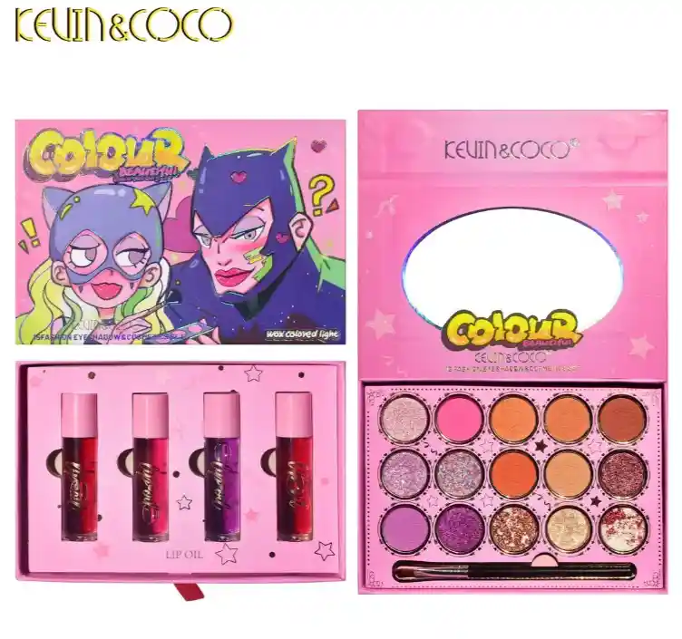 Kevin Coco Sombras X15 Y Set De Cosmeticos