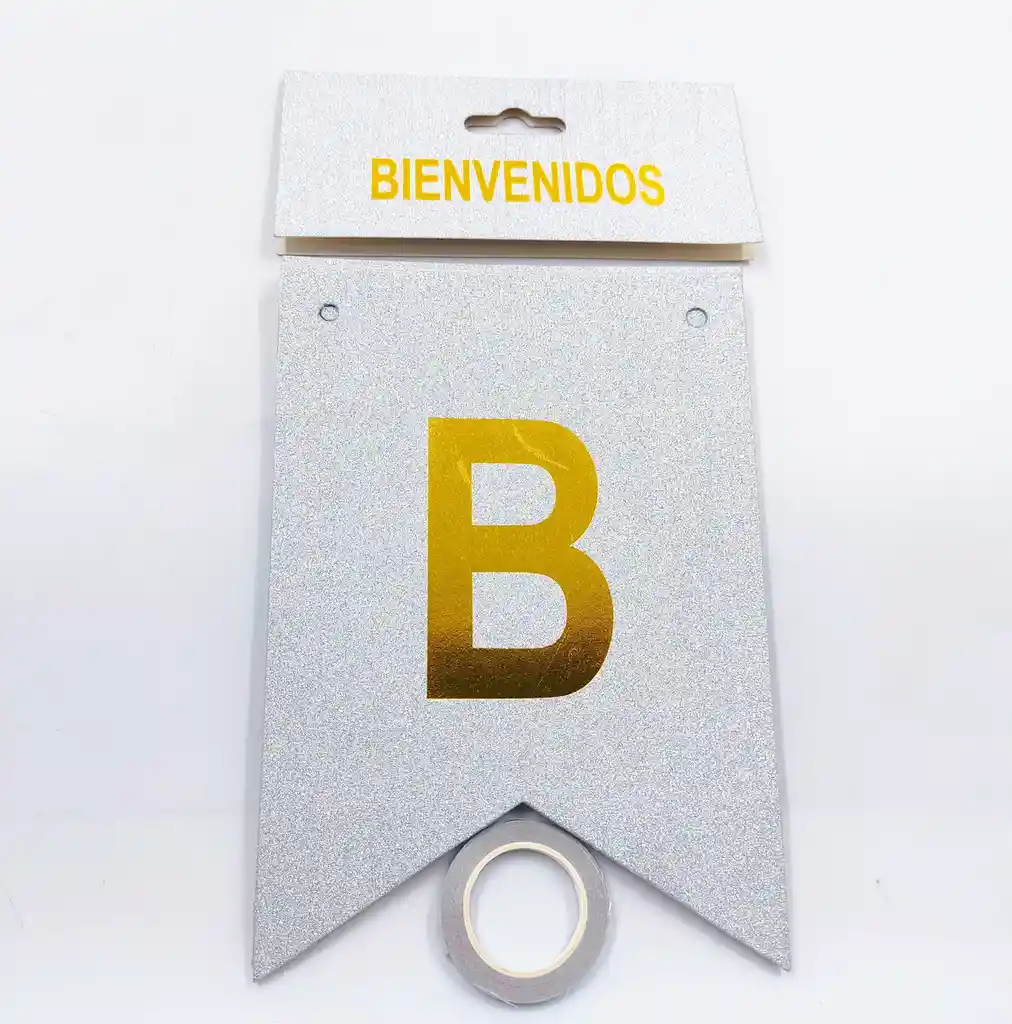 Banderín Letrero Bienvenidos Plateado
