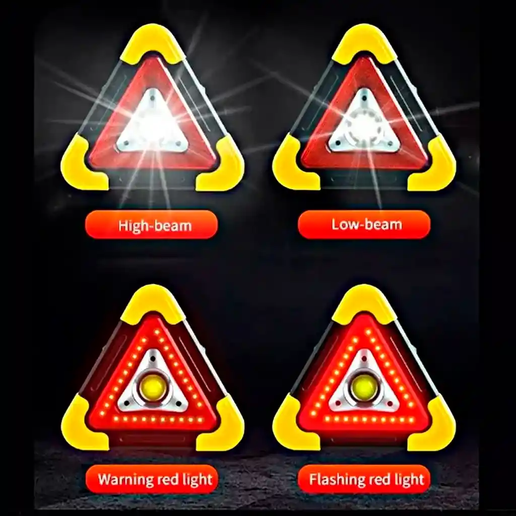 Linterna Señalizador Triangular Emergencia 3 Focos Recargable