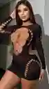 Minivestido Con Mangas Negro