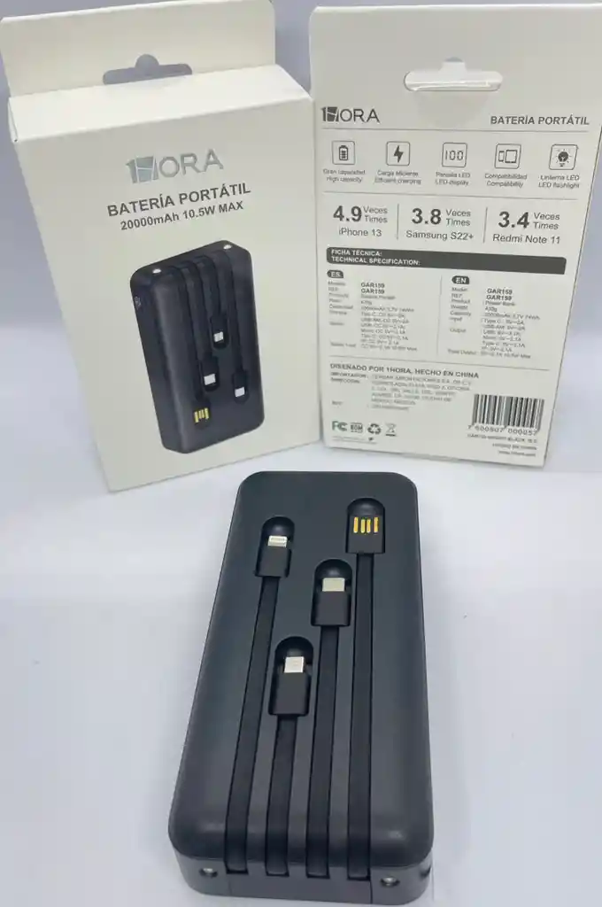 Power Bank Bateria Portatil 1hora Inalambrica 10000mah