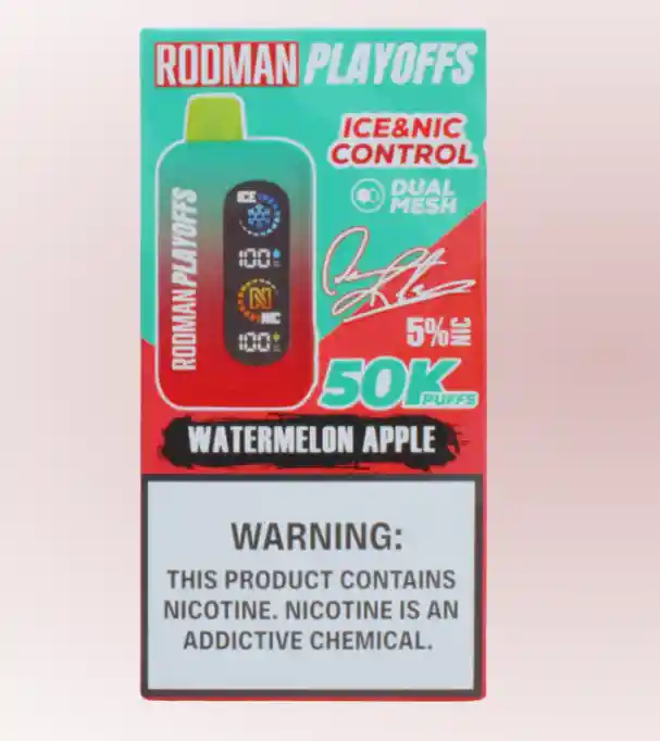 Vaporizador Rodman Playoffs 50,000 Puff 5% Ice Nic Control Watermelon Apple