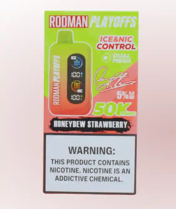 Vapeador Rodman Playoffs 50,000 Puff 5% Ice Nic Control Honeydew Strawberry