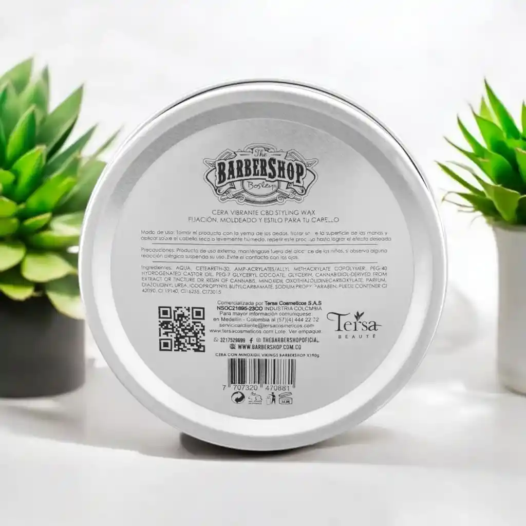 Cera Vibrante Moldeadora Barbershop Con Minoxidil Y Cbd 190 G.