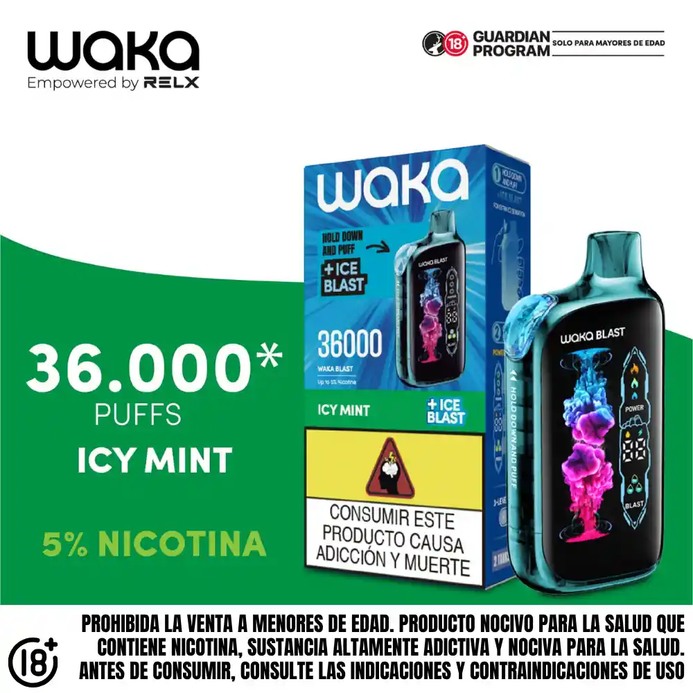Vape Waka Icy Mint 36000 Puffs 5%