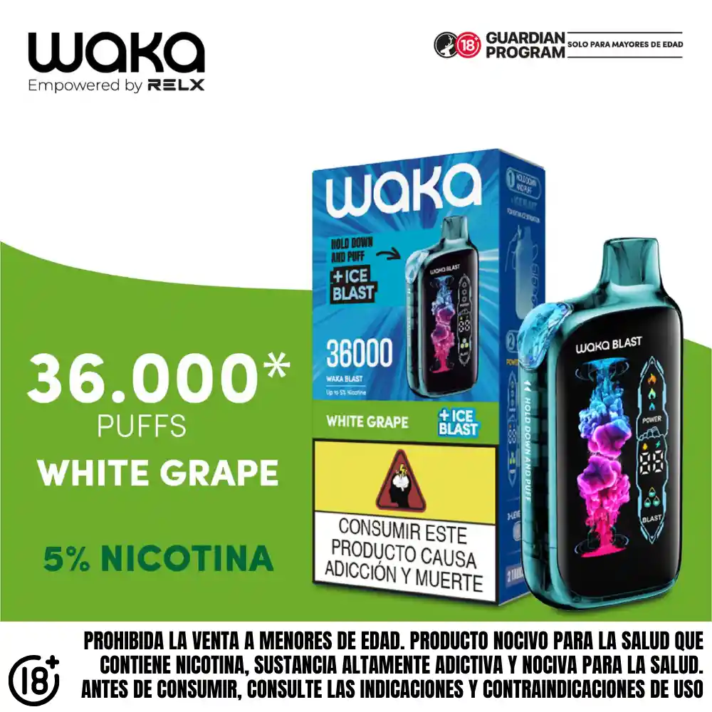 Vape Waka White Grape 36000 Puffs 5%