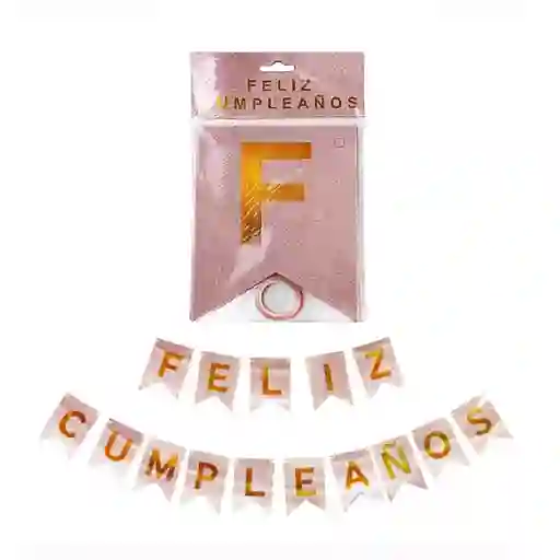Guirnalda Letrero Banderines Festón Escarchado Feliz Cumpleaños Rosado