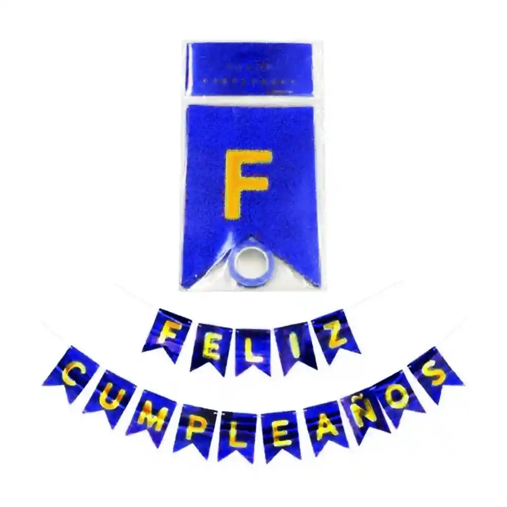 Guirnalda Letrero Banderines Festón Escarchado Feliz Cumpleaños Azul Oscuro