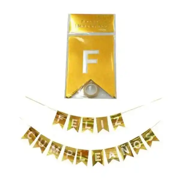 Guirnalda Letrero Banderines Festón Escarchado Feliz Cumpleaños Dorado
