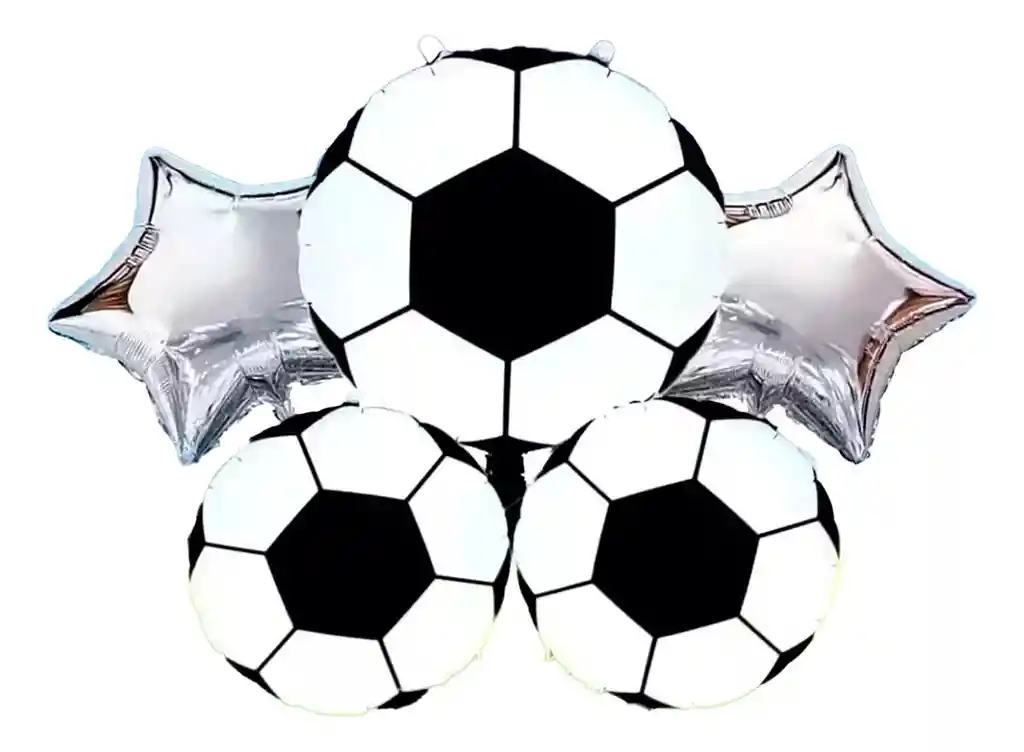 Bouquet Globos Bombas Set X 5 Globos Estrellas Balones Fútbol