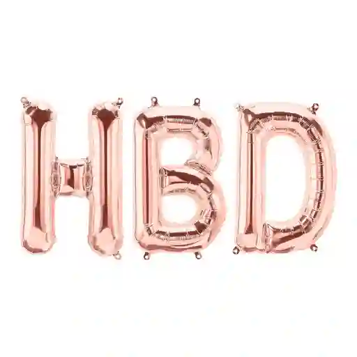 Letrero Globos Bombas Inflable Hbd Metalizado Oro Rosa 32´´ Grande