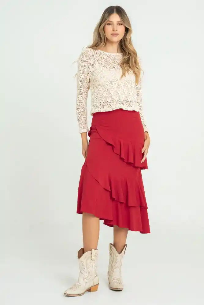 Falda Shlide Color Rojo Persa Talla 8